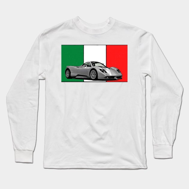 Pagani Zonda Italian Print Long Sleeve T-Shirt by Auto-Prints